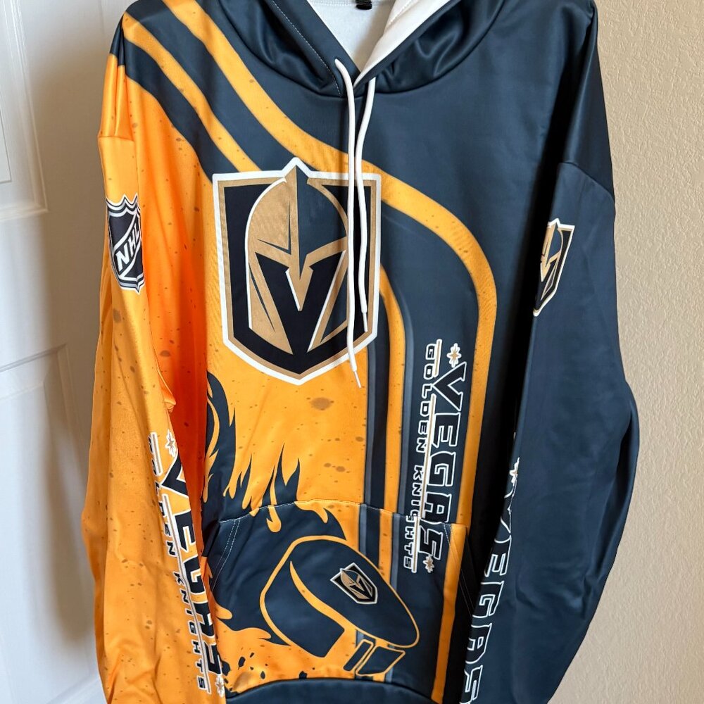 Nousty Vegas Golden Knights All Over Print Hoodie, 3XL, Pullover